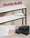 2-Tier Console Table – Marble and Metal – White and Black – Slim Design for Hallway