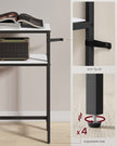 2-Tier Console Table – Marble and Metal – White and Black – Slim Design for Hallway