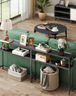 Console Table – Wood – Charcoal Grey and Ink Black – 2-Tier Design with 2 Shelves