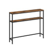 Console Table – Wood and Metal – Rustic Brown and Ink Black – 2-Tier Design with Shelves