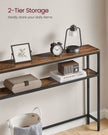 Console Table – Wood and Metal – Rustic Brown and Ink Black – 2-Tier Design with Shelves