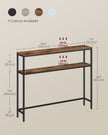 Console Table – Wood and Metal – Rustic Brown and Ink Black – 2-Tier Design with Shelves