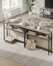 Console Table – Engineered Wood – Heather Greige and Ink Black – 2-Tier Design