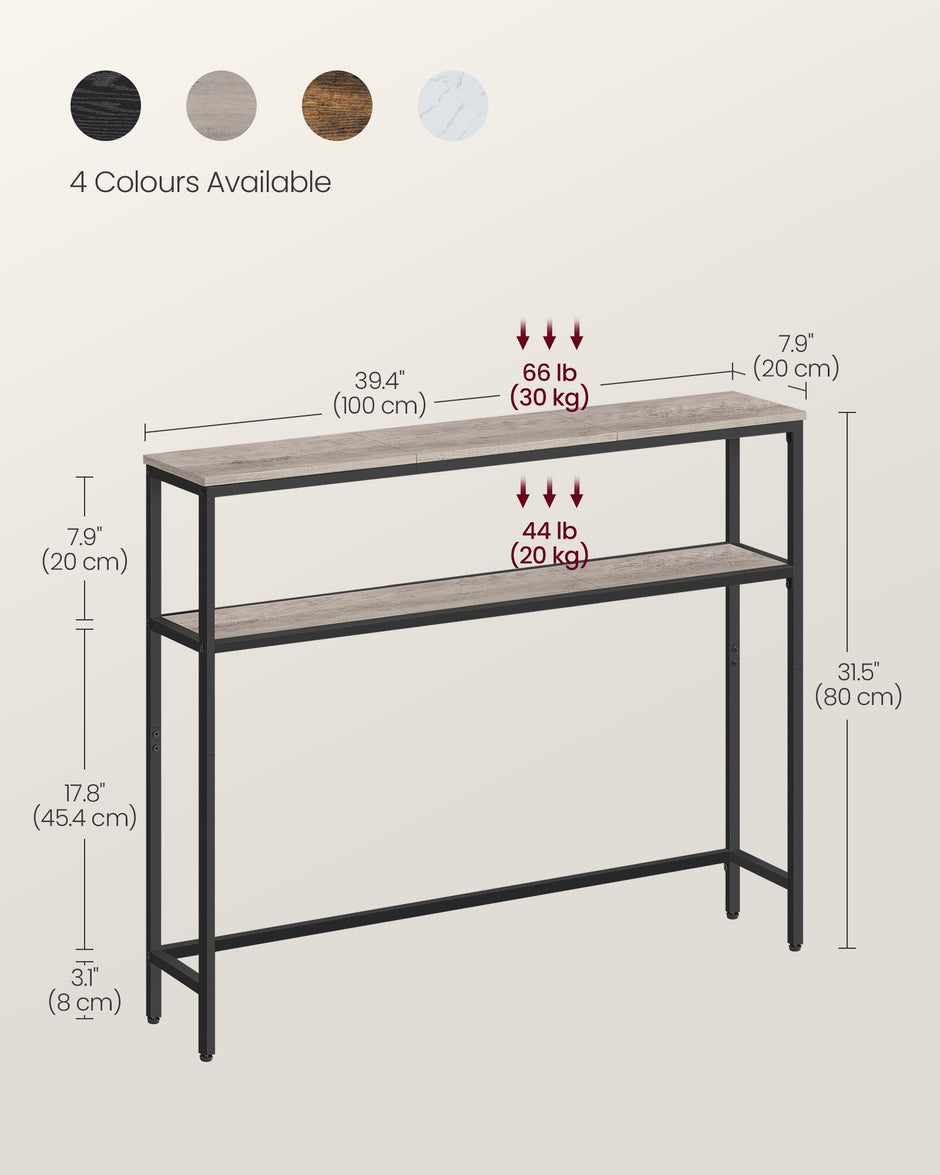 Console Table – Engineered Wood – Heather Greige and Ink Black – 2-Tier Design
