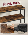 2-Tier Console Table – Wood and Metal – Rustic Brown and Ink Black – Slim Design with 2 Shelves