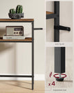 2-Tier Console Table – Wood and Metal – Rustic Brown and Ink Black – Slim Design with 2 Shelves