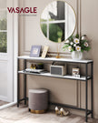 2-Tier Console Table – Marble and Metal – White and Black – Slim Design with 2 Shelves