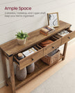 Console Table – Wood – Rustic Walnut – 3 Drawers with Open Shelf