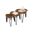 Set of 3 Nesting Coffee Tables – Steel Frame – Rustic Brown and Black – Sturdy and Easy Assembly