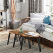 Set of 3 Nesting Coffee Tables – Steel Frame – Rustic Brown and Black – Sturdy and Easy Assembly