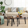 Set of 3 Nesting Coffee Tables – Steel Frame – Rustic Brown and Black – Sturdy and Easy Assembly
