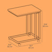 C-Shaped End Table – Metal and Wood – Rustic Brown and Black – With Casters
