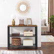 Console Table – Iron – Rustic Brown – Narrow Design with 2 Mesh Shelves