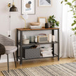 Console Table – Iron – Rustic Brown – Narrow Design with 2 Mesh Shelves