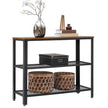 Console Table – Iron – Rustic Brown – Narrow Design with 2 Mesh Shelves