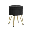 Round Storage Ottoman – Velvet – Ink Black – with Metal Legs