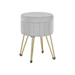 Round Velvet Storage Ottoman – Dove Grey – 4 Metal Legs – Versatile for Dressing Room, Living Room, and Bedroom