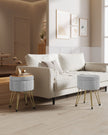 Round Velvet Storage Ottoman – Dove Grey – 4 Metal Legs – Versatile for Dressing Room, Living Room, and Bedroom