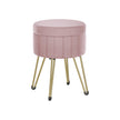 Round Velvet Storage Ottoman – Jelly Pink – 4 Metal Legs – Versatile Stool for Living Room and Bedroom