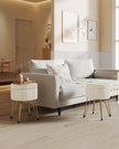 Round Storage Ottoman – Velvet – Cream White – Versatile Seating with 4 Metal Legs