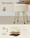 Round Storage Ottoman – Velvet – Cream White – Versatile Seating with 4 Metal Legs