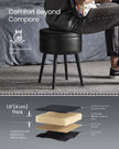 Storage Ottoman – Synthetic Leather – Ink Black – Mid-Century Modern Design with Steel Legs
