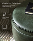 Storage Ottoman – Synthetic Leather – Round – Mid-Century Modern Design with Steel Legs, Max Load 150 kg