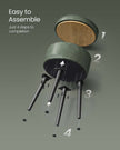Storage Ottoman – Synthetic Leather – Round – Mid-Century Modern Design with Steel Legs, Max Load 150 kg