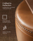 Storage Ottoman – Synthetic Leather – Caramel Brown – Round with Steel Legs, Max Load 150 kg