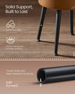 Storage Ottoman – Synthetic Leather – Caramel Brown – Round with Steel Legs, Max Load 150 kg
