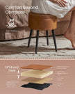 Storage Ottoman – Synthetic Leather – Caramel Brown – Round with Steel Legs, Max Load 150 kg