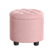 Round Ottoman – Linen-Look Fabric – Dark Grey – Storage and Footrest Functionality
