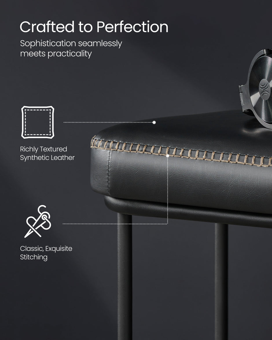 Ottoman Bench – Synthetic Leather – Ink Black – Max Load 300 kg, Mid-Century Modern