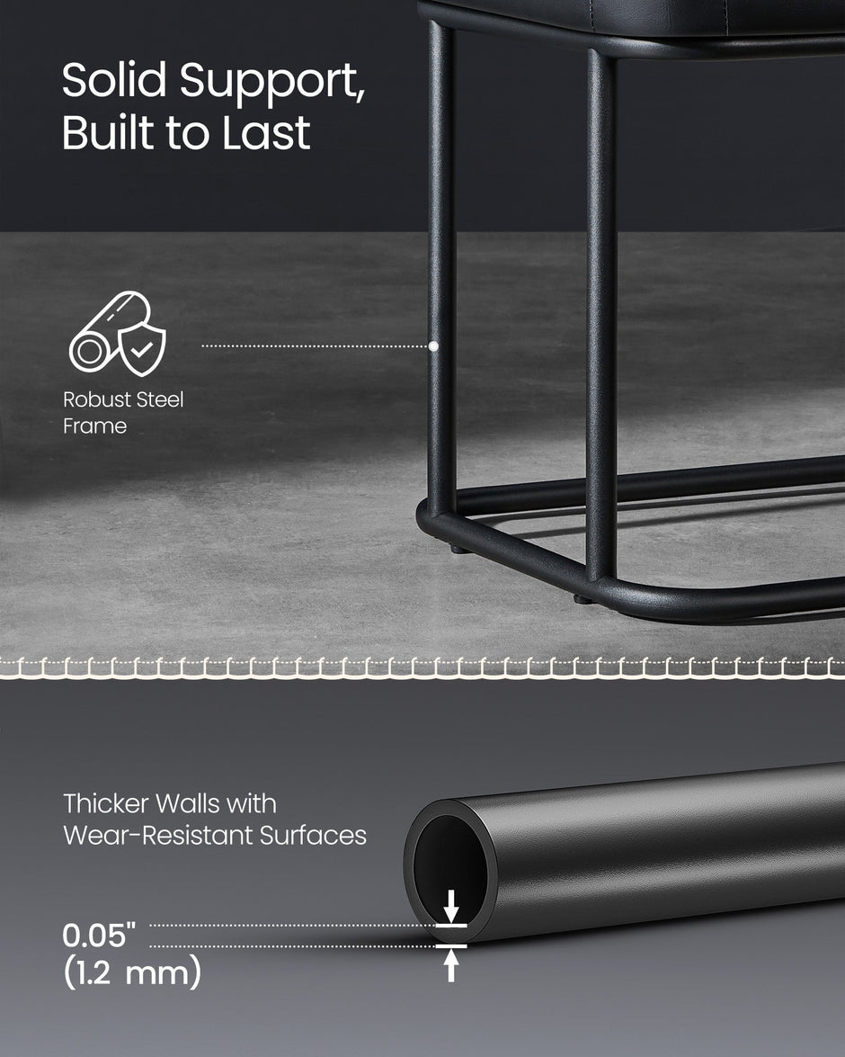 Ottoman Bench – Synthetic Leather – Ink Black – Max Load 300 kg, Mid-Century Modern