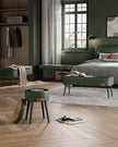 Ottoman Bench – Synthetic Leather – Forest Green – Mid-Century Modern Design, Load Capacity 300 kg