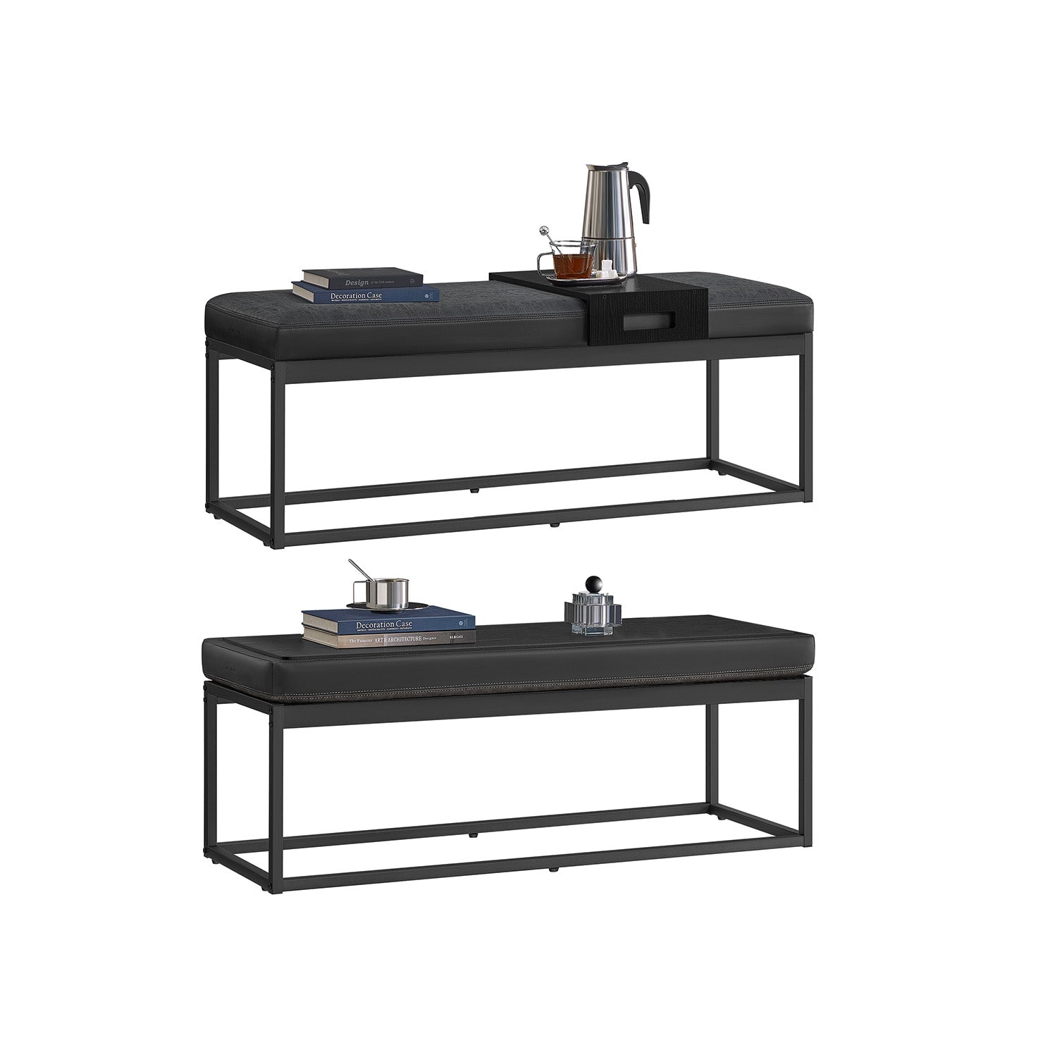 Ottoman Bench – Fabric – Ink Black – Stylish End of Bed Seating