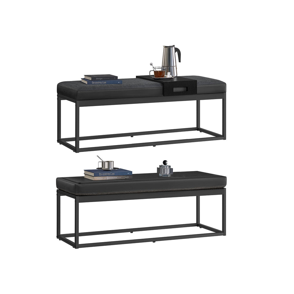 Ottoman Bench – Fabric – Ink Black – Stylish End of Bed Seating