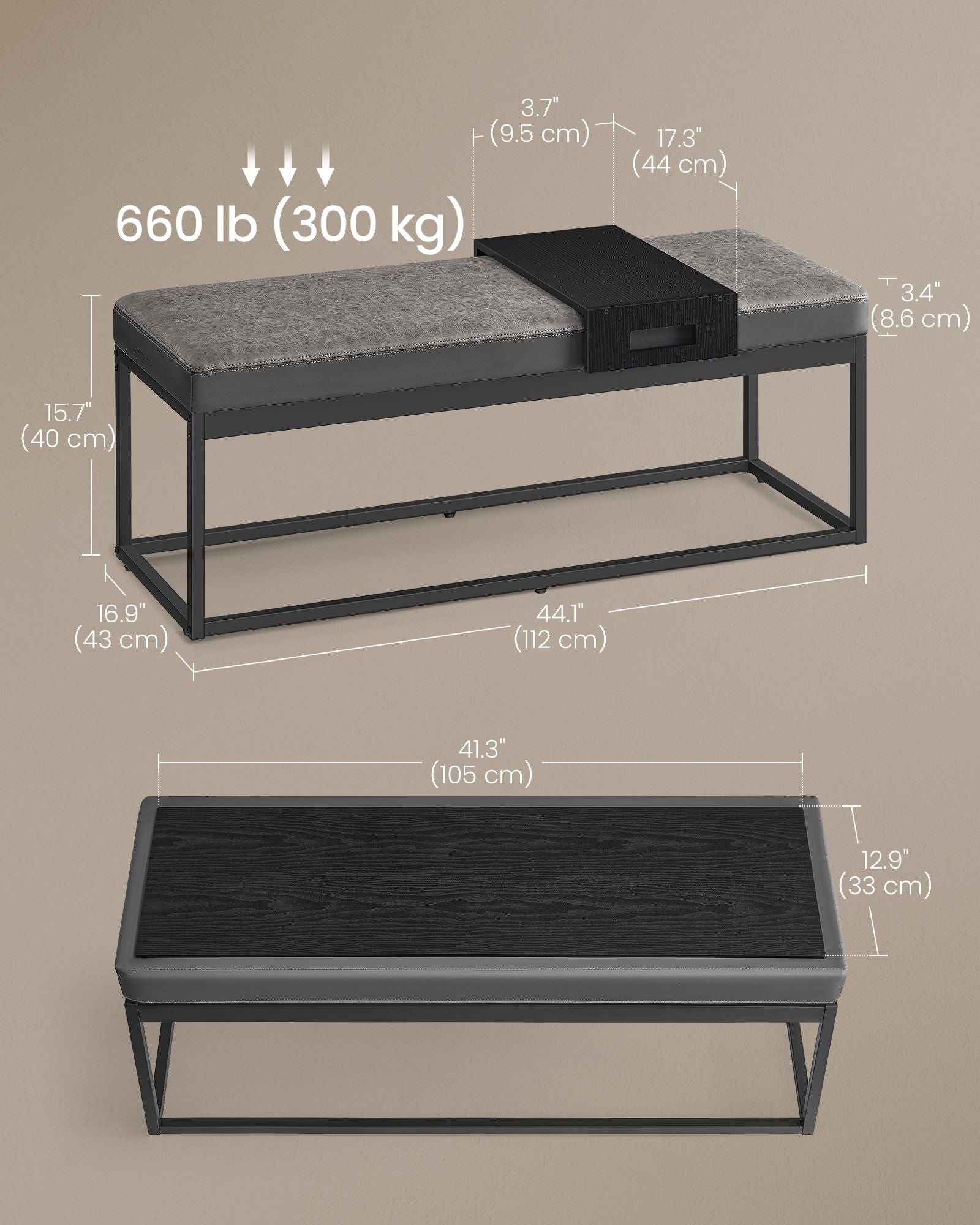 Ottoman Bench – Fabric – Dove Grey – Stylish End of Bed Seating