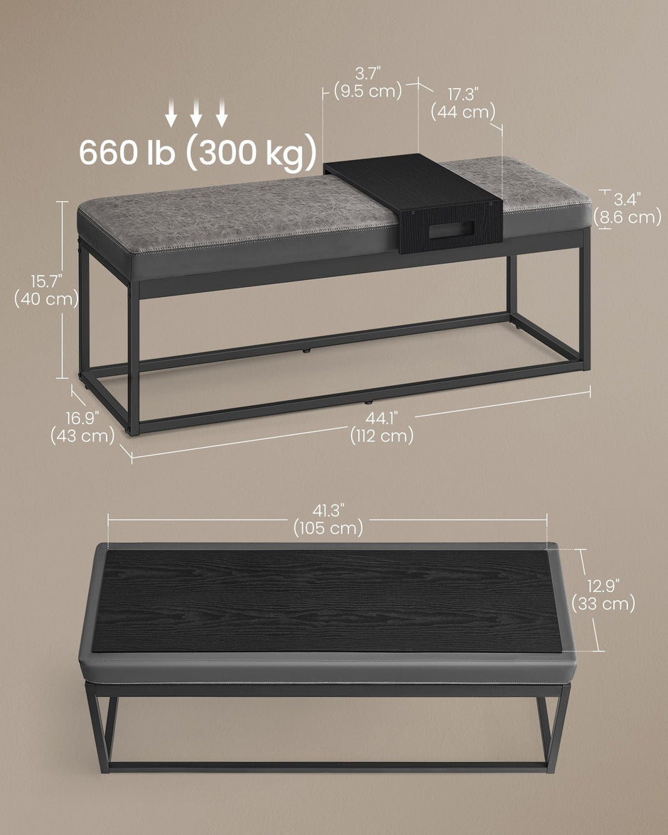 Ottoman Bench – Fabric – Dove Grey – Stylish End of Bed Seating