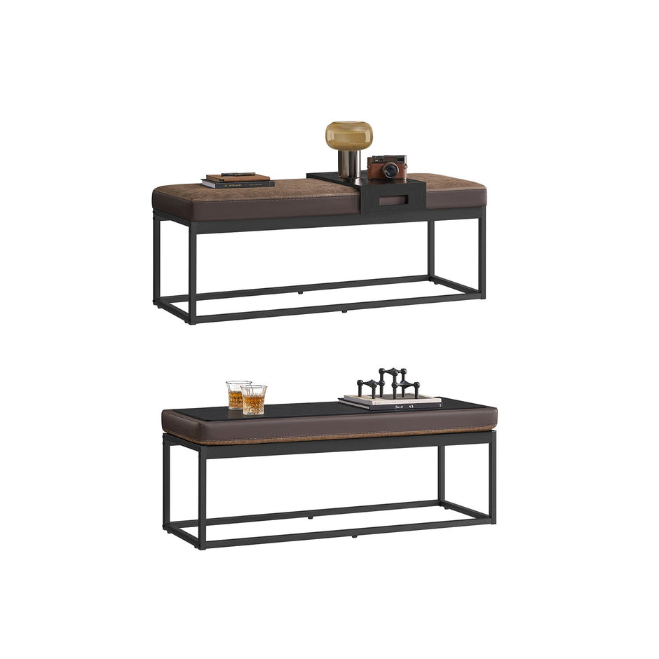 Ottoman Bench – Wood – Walnut Brown – Stylish End of Bed Seating