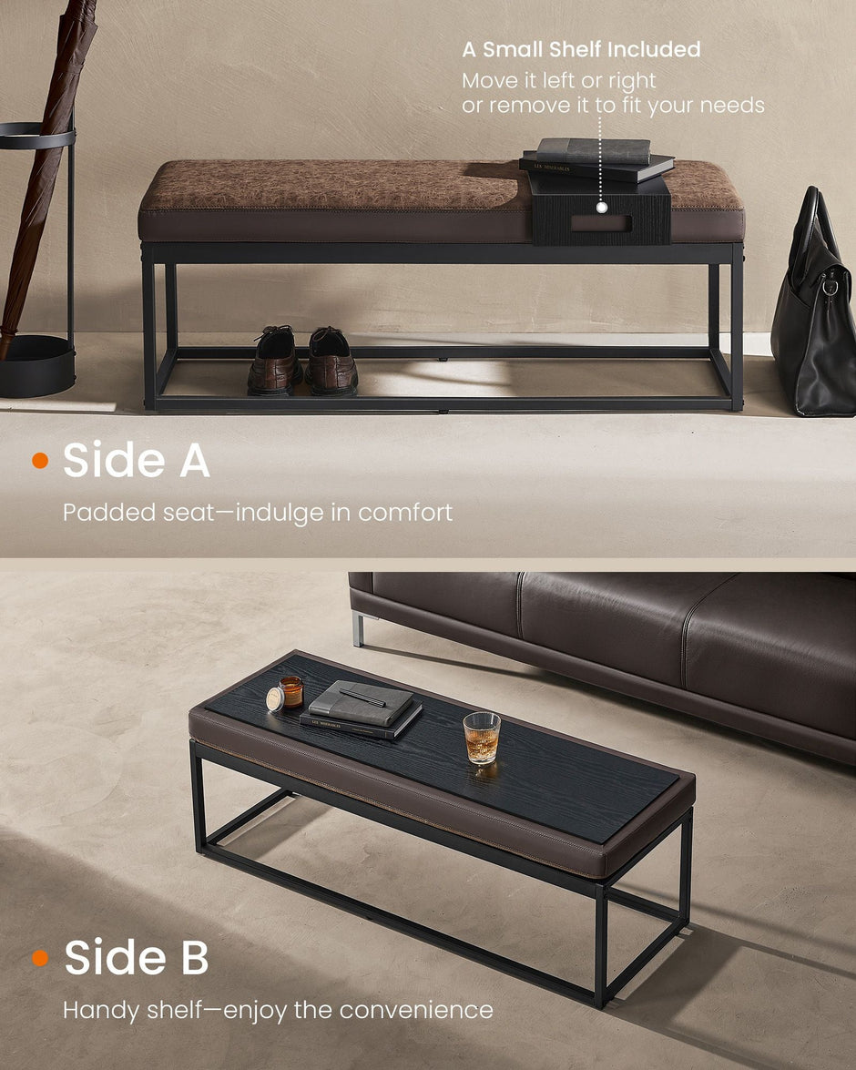 Ottoman Bench – Wood – Walnut Brown – Stylish End of Bed Seating
