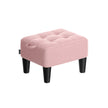 Ottoman Footstool – Velvet – Pastel Pink and Ink Black – Thick Cushion, 150 kg Weight Capacity