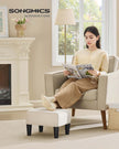 Velvet Ottoman Footstool – Cappuccino Beige and Ink Black – Thick Cushion – 150 kg Weight Capacity