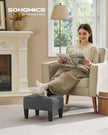 Ottoman Footstool – Linen-Look Fabric – Slate Grey and Ink Black – Thick Cushion, 150 kg Weight Capacity