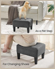 Ottoman Footstool – Linen-Look Fabric – Slate Grey and Ink Black – Thick Cushion, 150 kg Weight Capacity