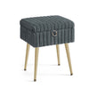 Vanity Stool – Wood and Metal – Slate Grey – Storage with Adjustable Feet