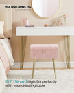 Vanity Stool – Wood and Metal – Slate Grey – Storage with Adjustable Feet