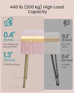 Vanity Stool – Wood and Metal – Slate Grey – Storage with Adjustable Feet