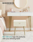 Vanity Stool – Wood and Metal – Slate Grey – Storage with Adjustable Feet