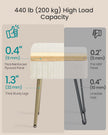 Vanity Stool – Wood and Metal – Slate Grey – Storage with Adjustable Feet